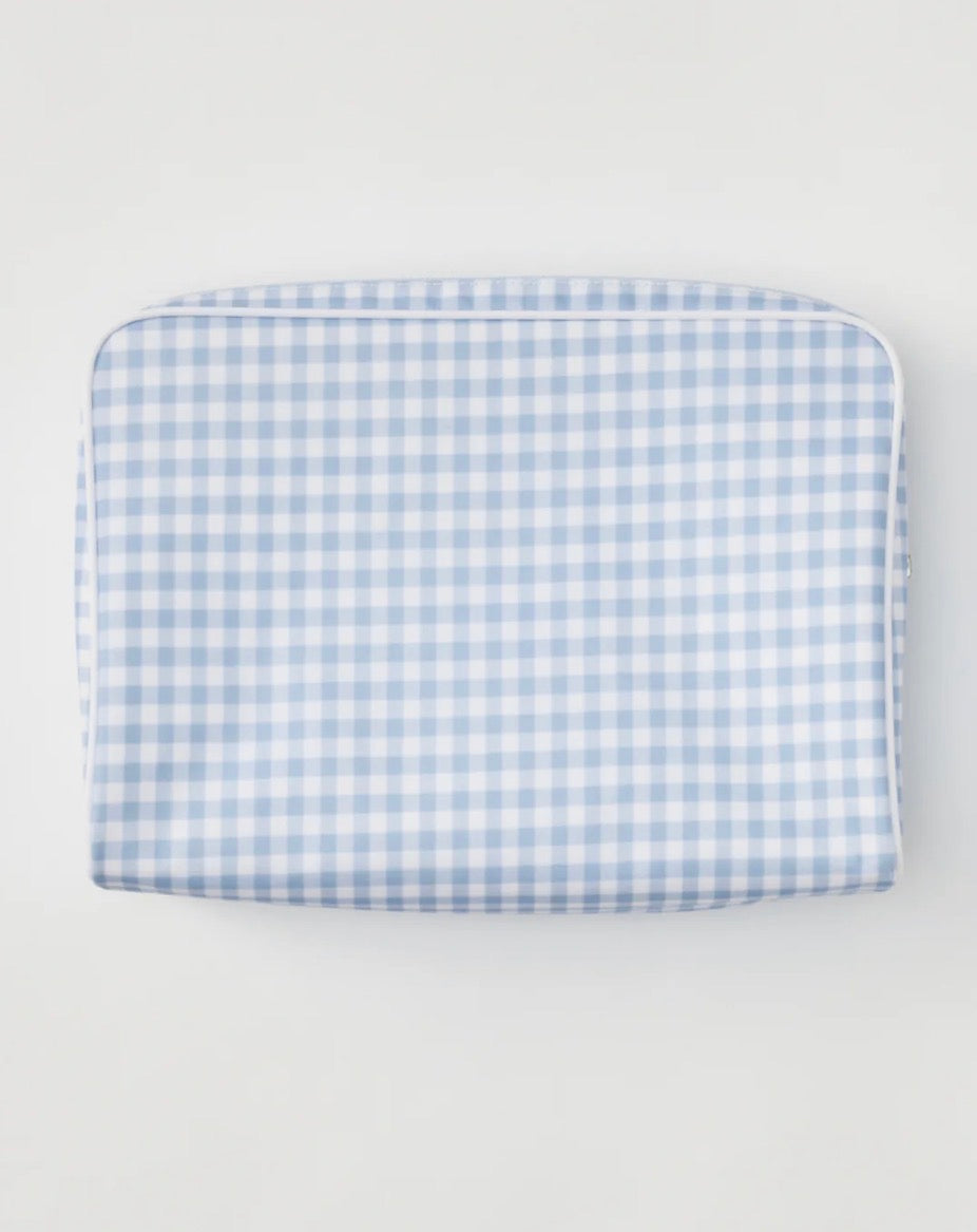 Weezie Large Patterned Toiletry Bag Light Blue Gingham