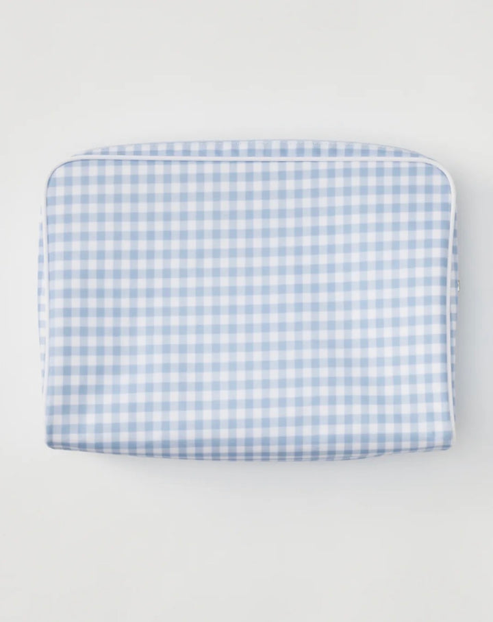 Weezie Large Patterned Toiletry Bag Light Blue Gingham