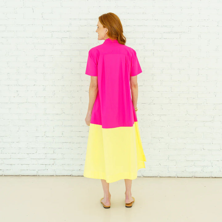 Millie Colorblock Dress Fuchsia and Yellow