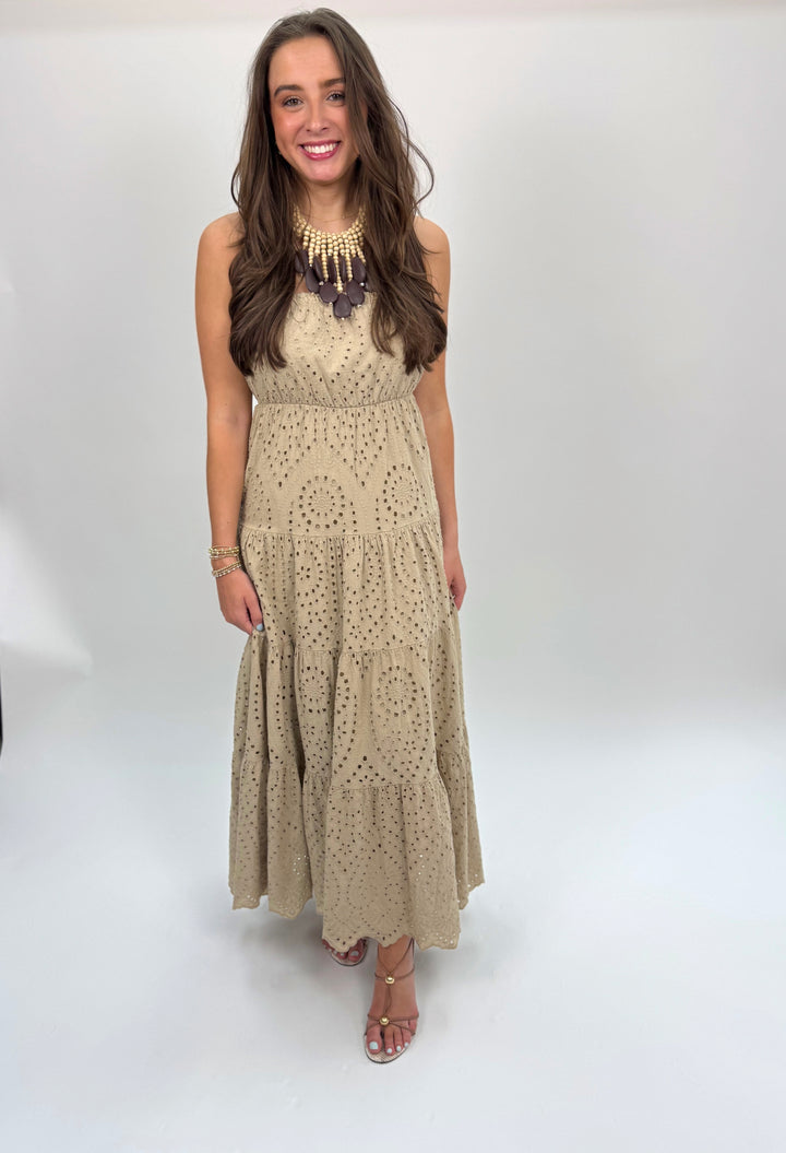 Strapless Eyelet Tiered Dress