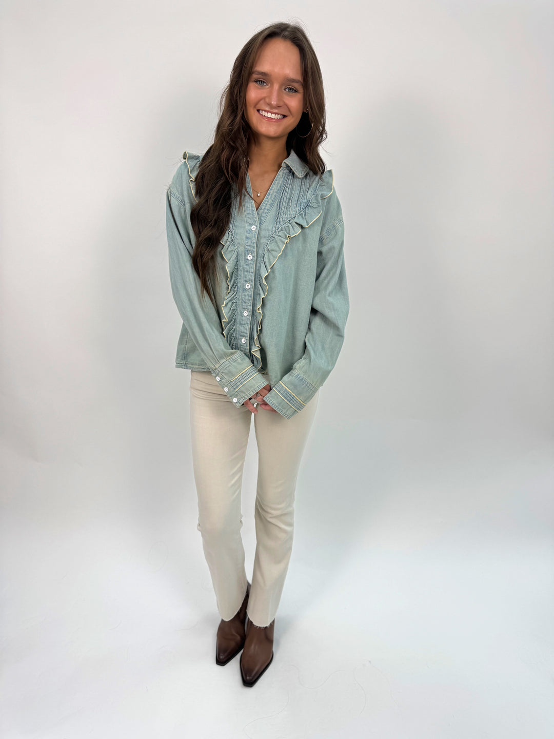 Tattered and Ruffled Top in Vintage Wash