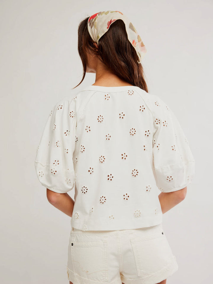 Jessie Eyelet Tee | Whisper White