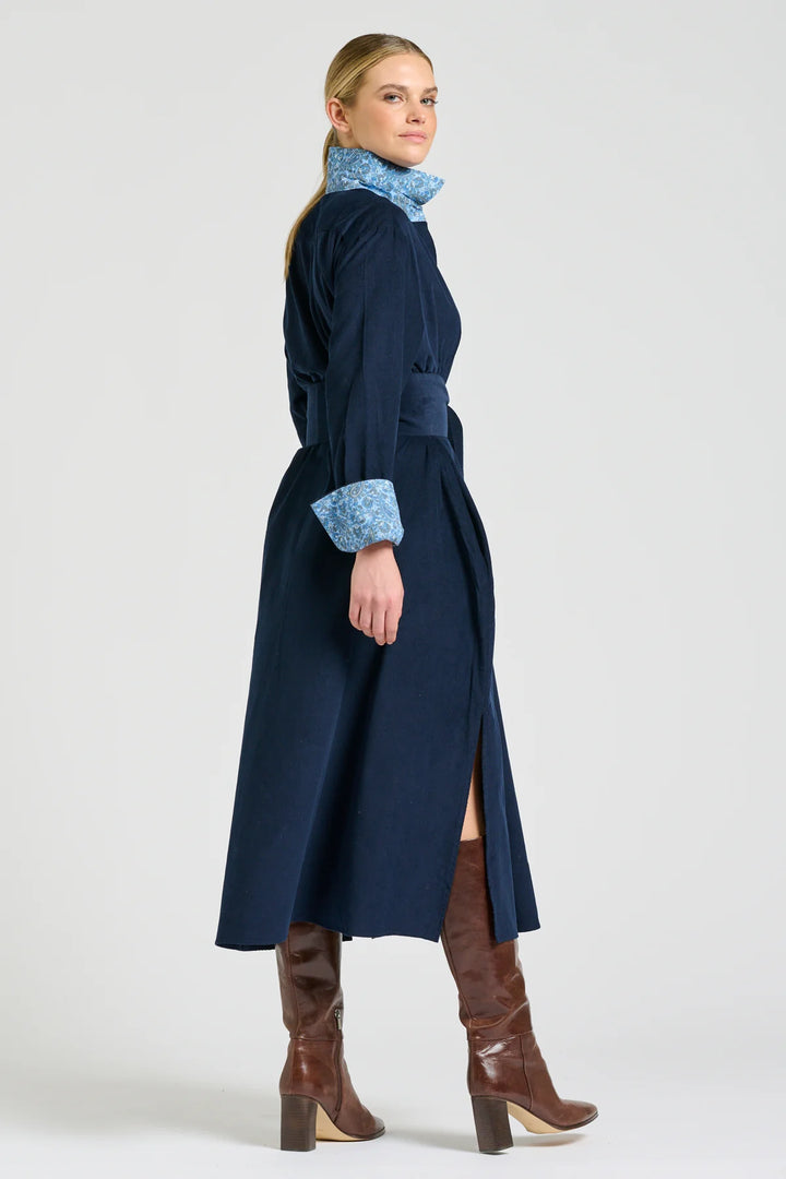 Amelie Long Line Shirt Dress | French Navy Pincord