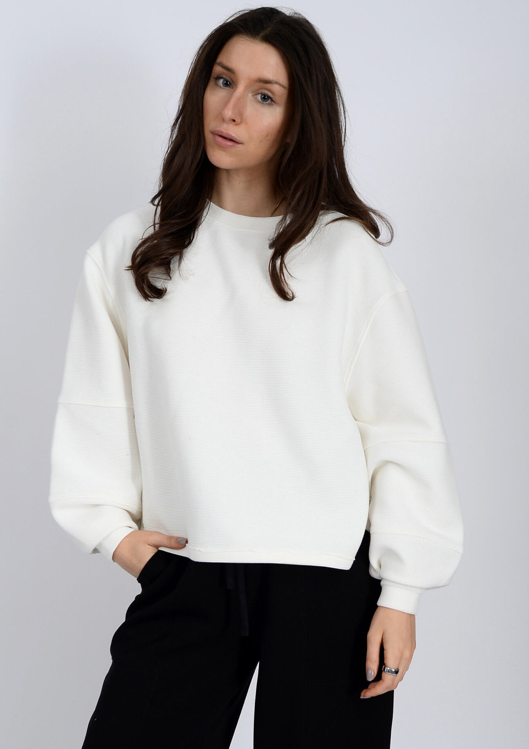 RD Style Lucina Ottoman Soft Knit Long Sleeve Top / Calla Lily