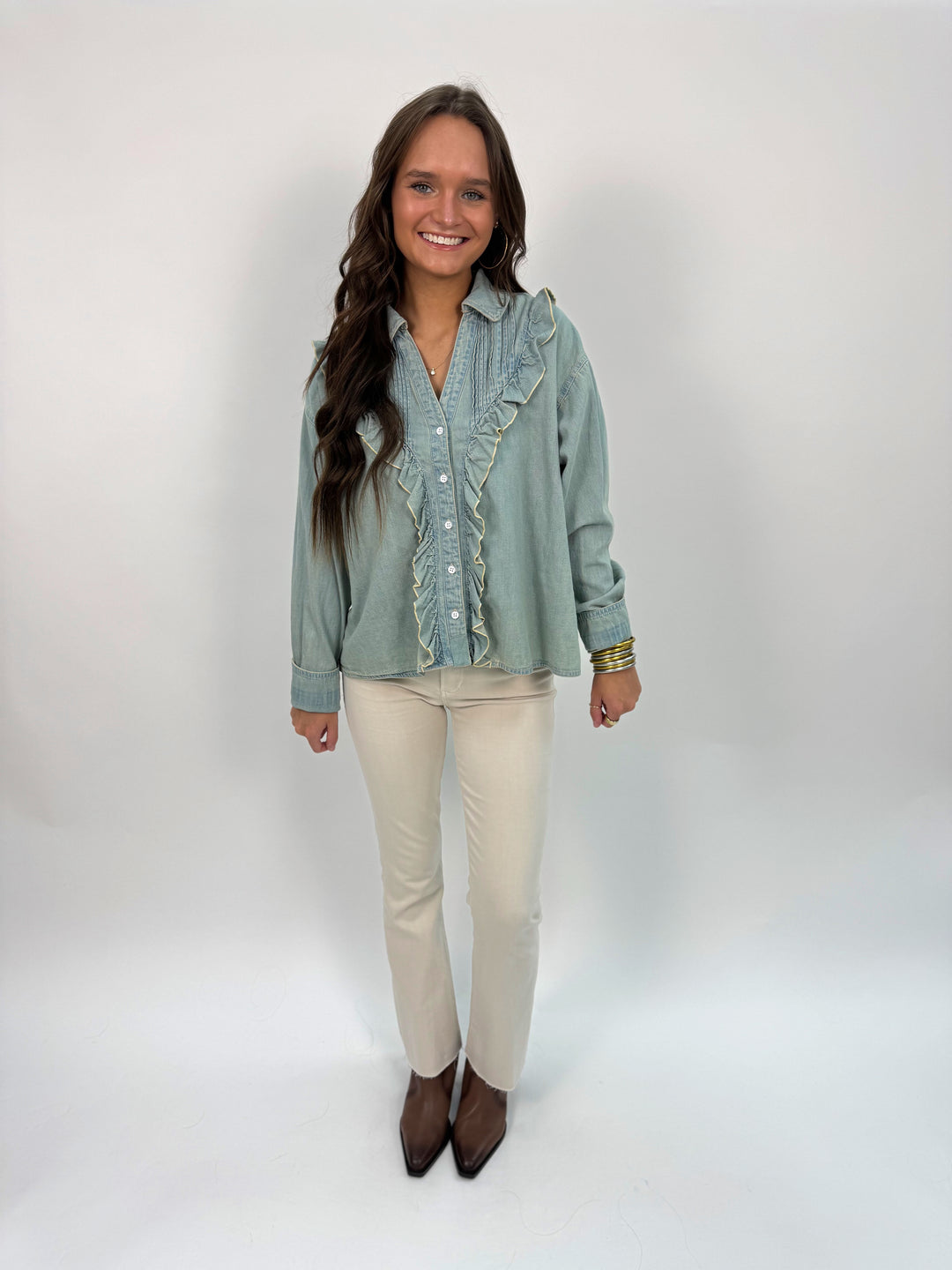 Tattered and Ruffled Top in Vintage Wash