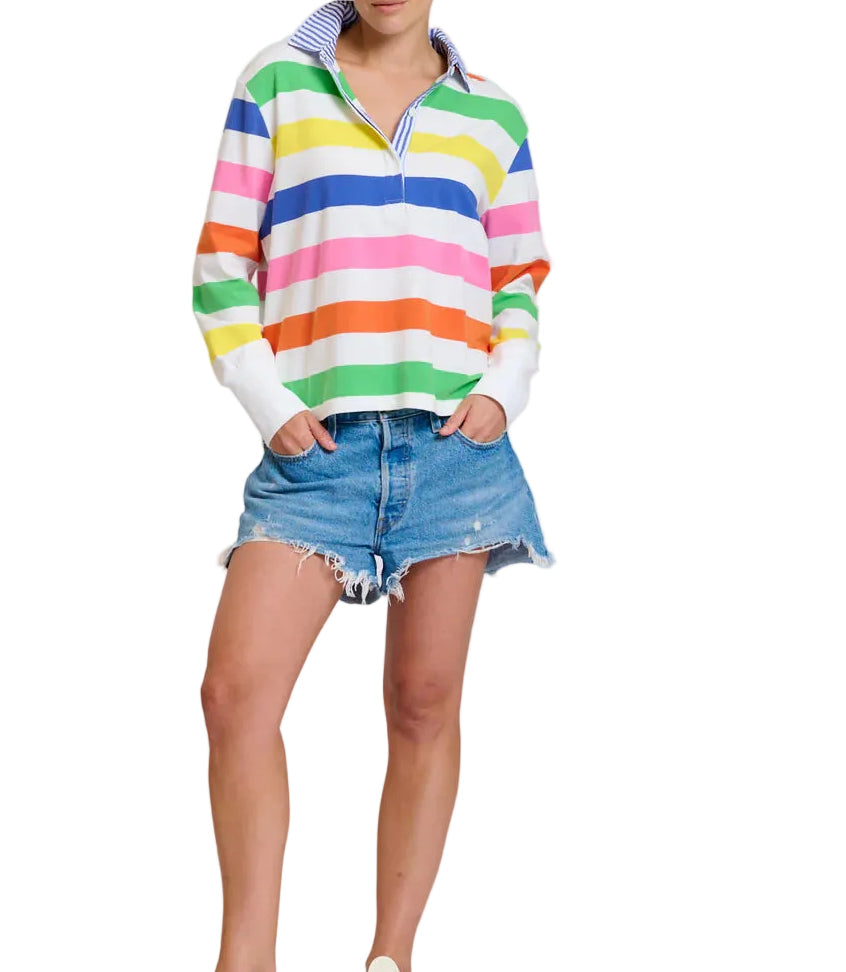 Shirty Sandy Rugby Sweatshirt | Bright Stripes