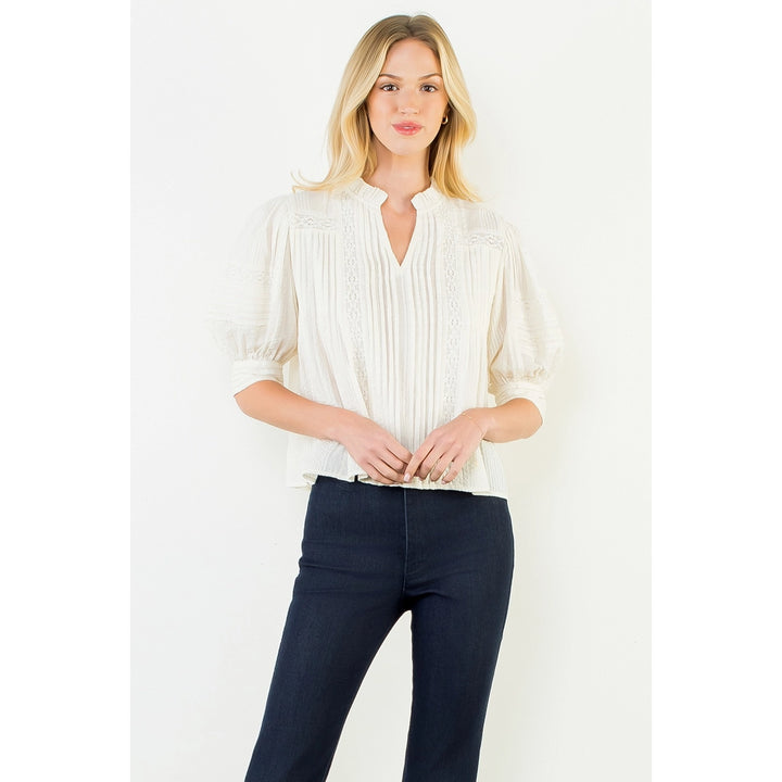 Puff Sleeve Peasant Top | Cream