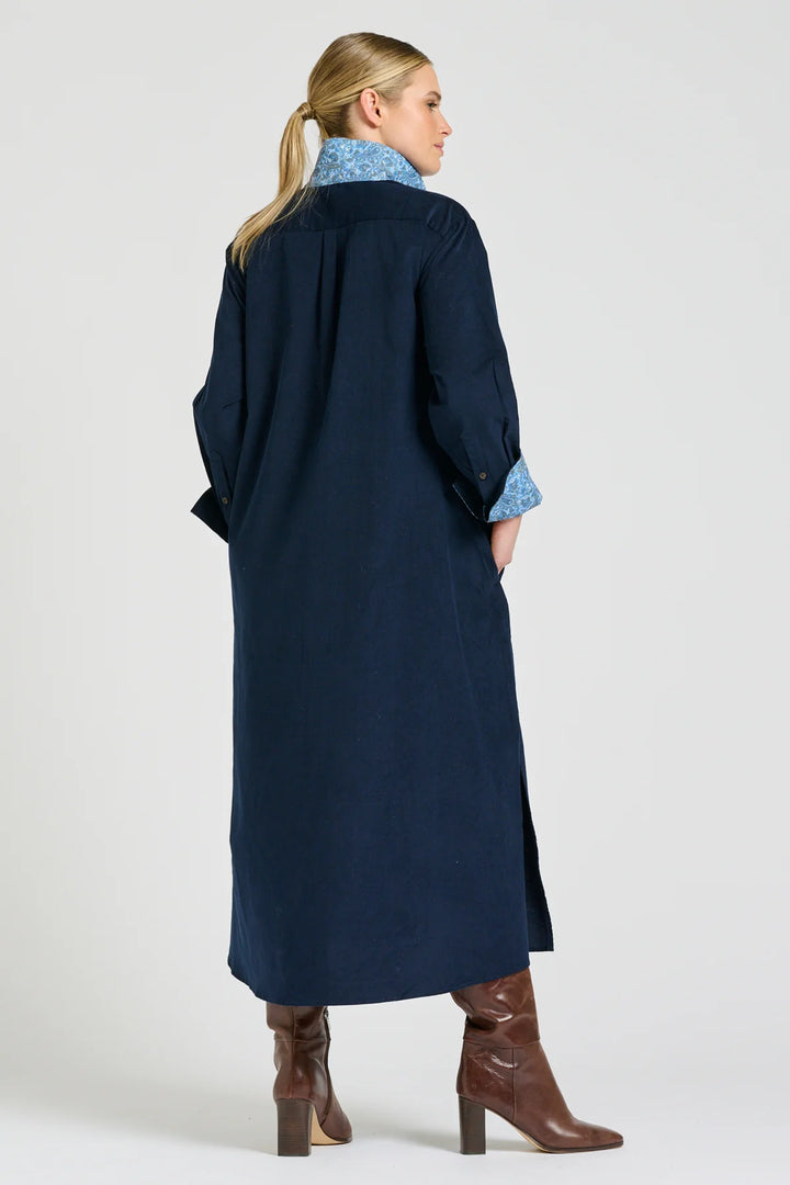 Amelie Long Line Shirt Dress | French Navy Pincord