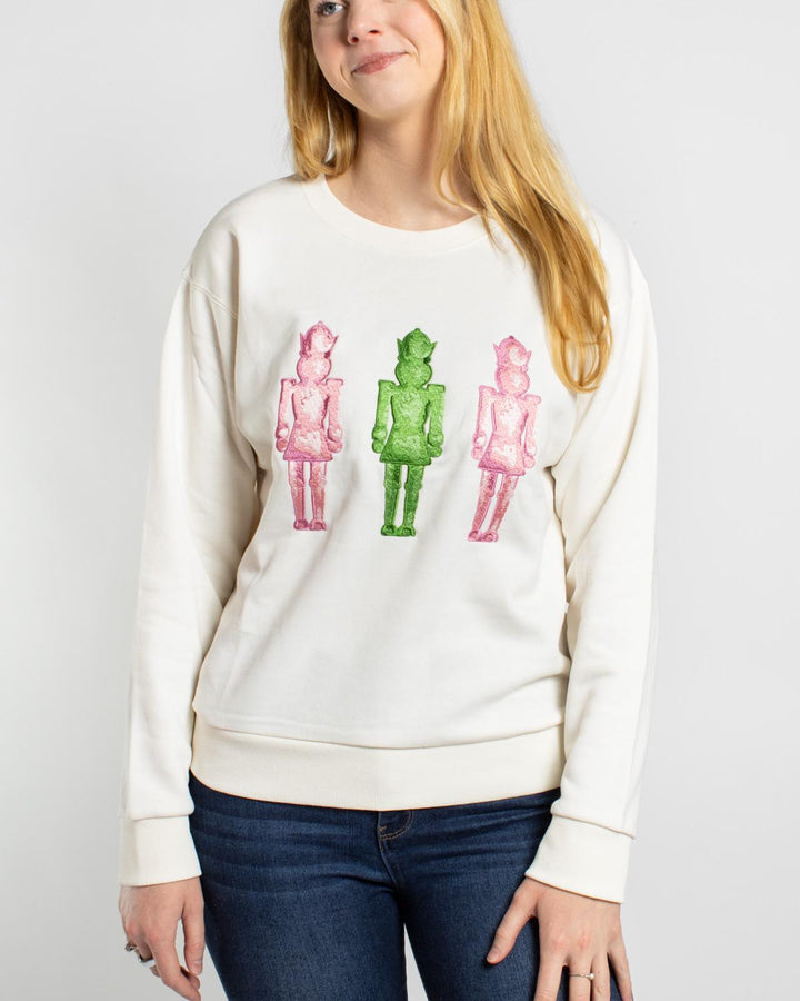 Nutcracker Silhouette Sweatshirt | White &amp; Pink &amp; Green