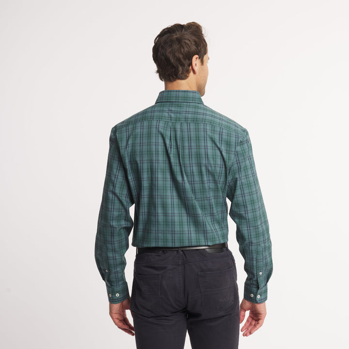 Highlands Lattice Performance Dress Shirt | Dark Green &amp; Sage