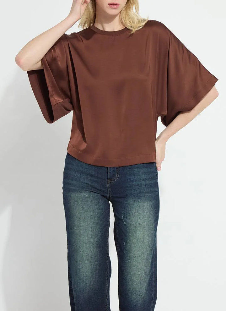 Ginger Mix-Media Dolman Tee in Maple