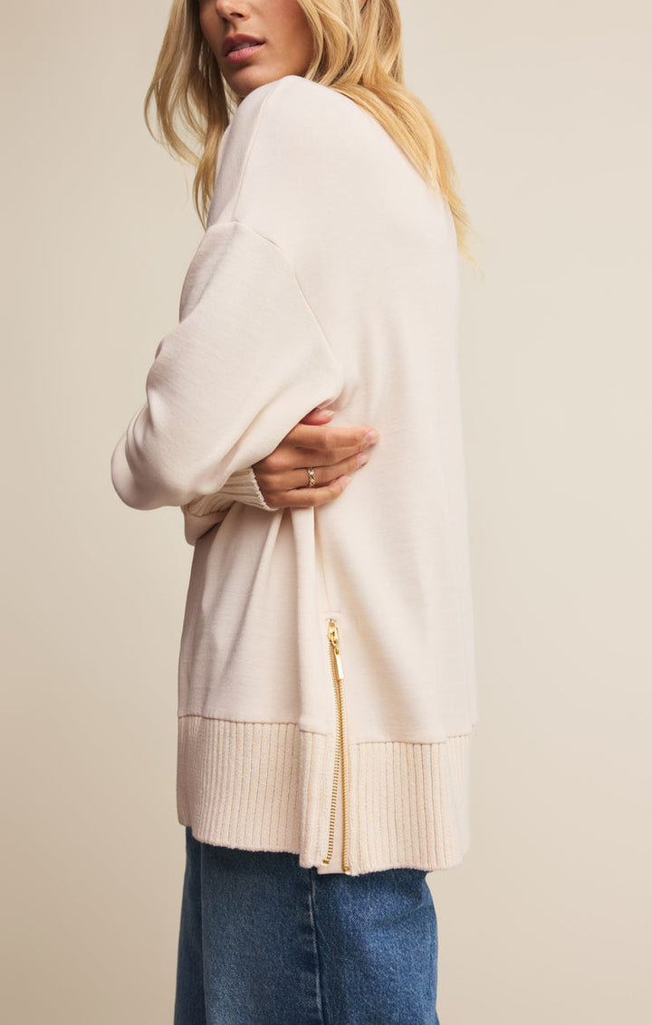Sable Luxe Mock Neck Top / Warm White