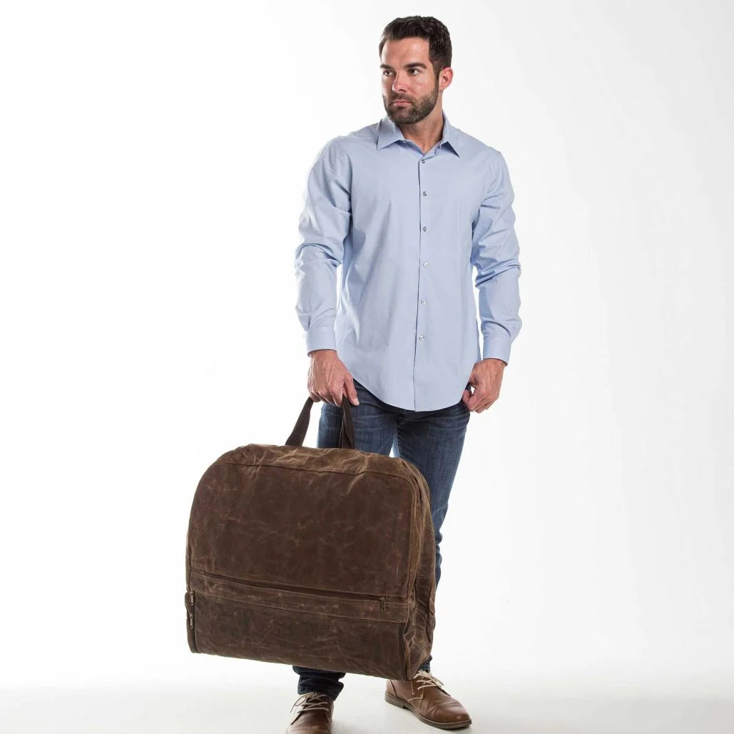 Waxed Garment Bag Olive with Khaki Trim *