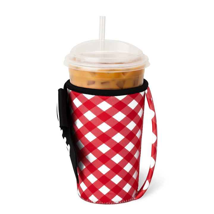 Gameday Gingham Red + Black Iced Cup Coolie (Med)