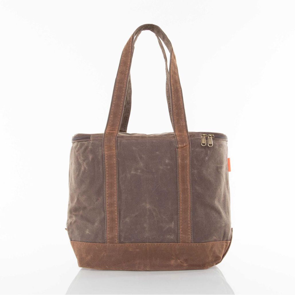 Waxed Canvas Large Lunch Tote Cooler Olive with Khaki