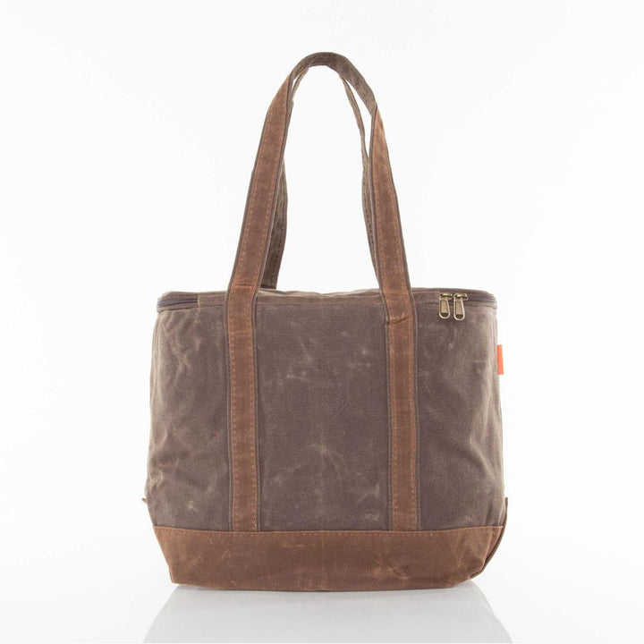 Waxed Canvas Large Lunch Tote Cooler Olive with Khaki