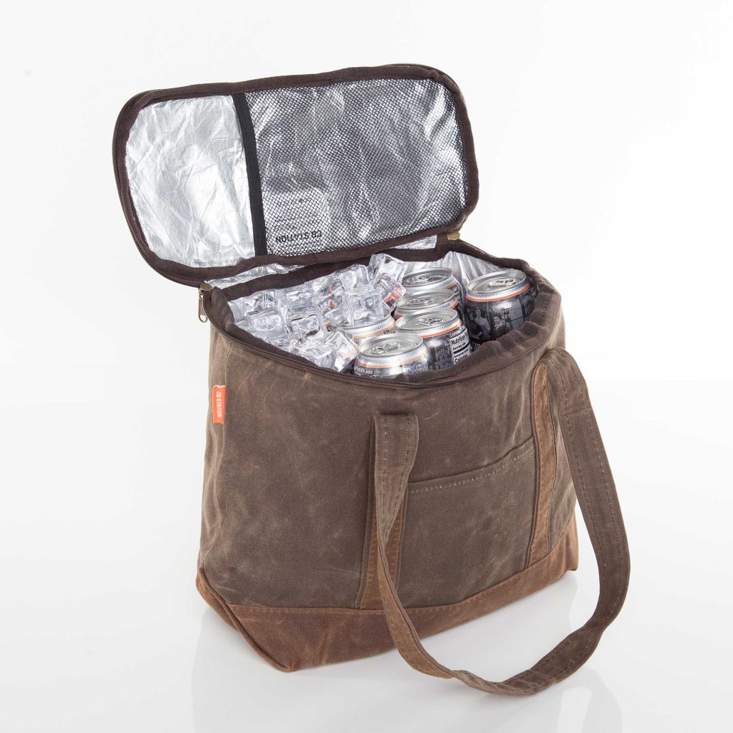 Waxed Canvas Large Lunch Tote Cooler Olive with Khaki