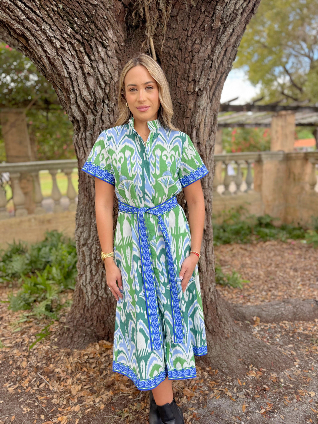 Sydney Shirtdress | Ikat Green