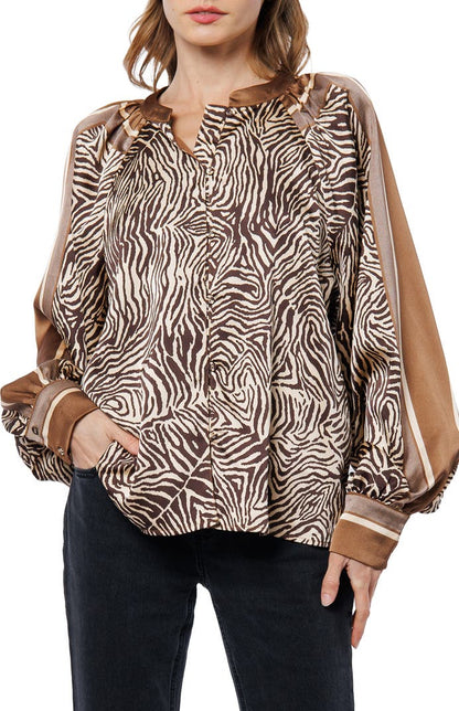 Ciebon Animal Scarf Print Shirt