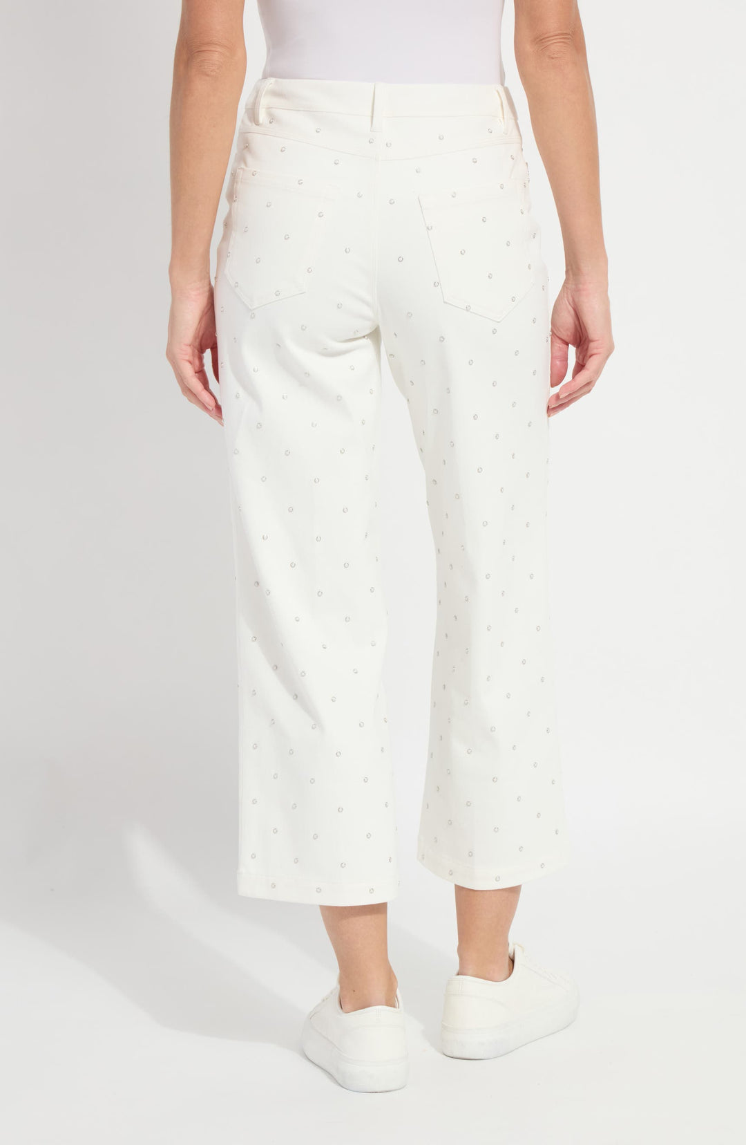 Audrey Pearl Embellished Crop Denim