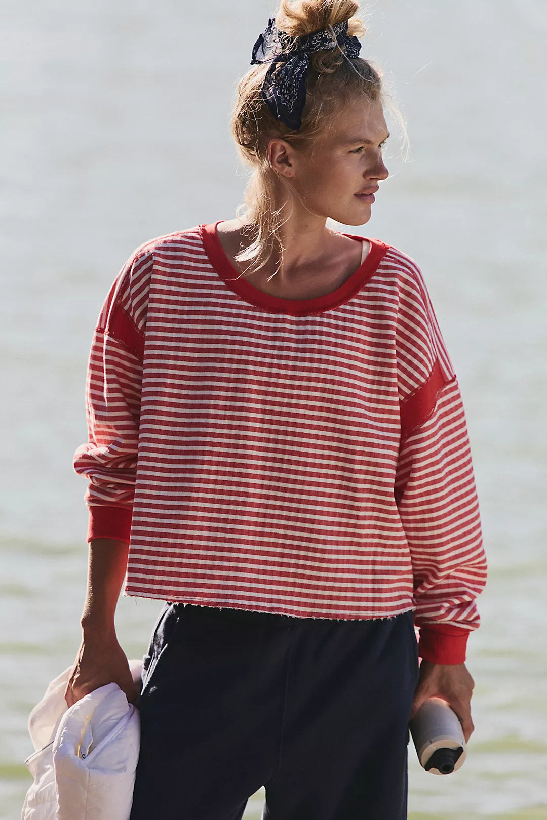 Free People My Time Textured Layer Top / Victory Red