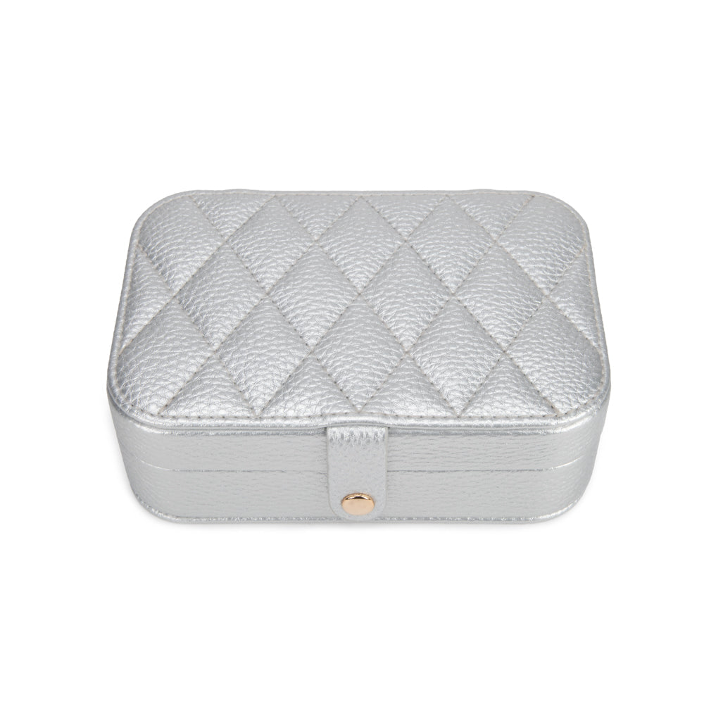 Leah Quilted Travel Jewelry Organizer | Silver