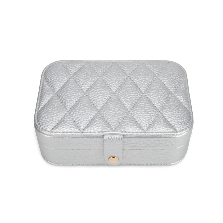 Leah Quilted Travel Jewelry Organizer | Silver