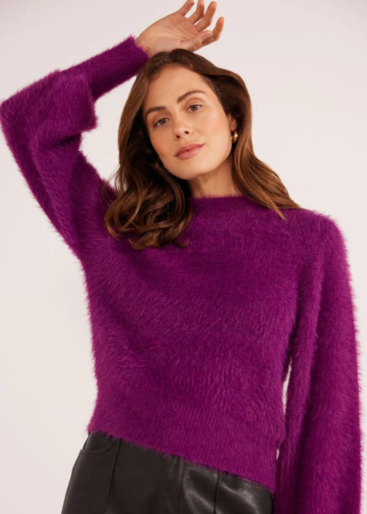 Millie Fluffy Knit Jumper Plum *