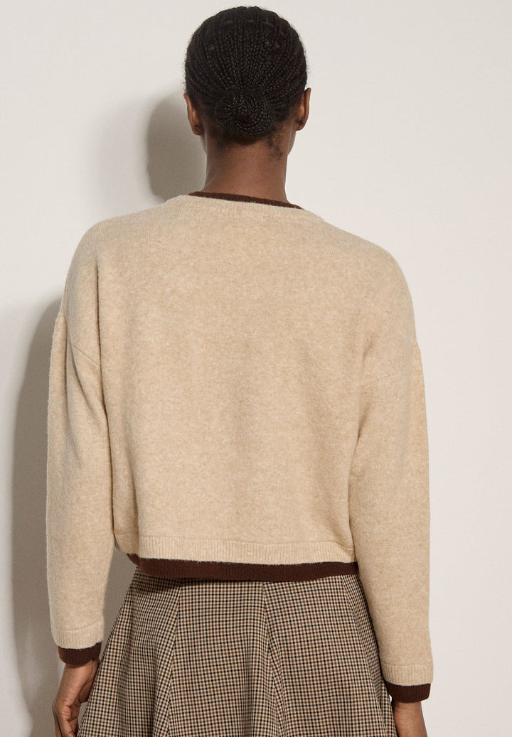 Contrast Color Layered Oversize Jumper | Stone