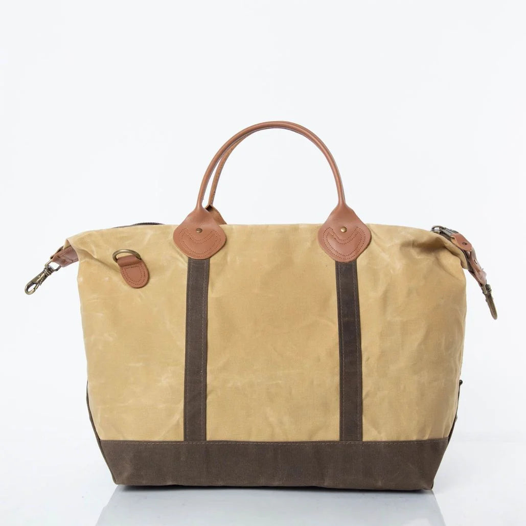 Waxed Canvas Weekender Bone with Olive Trim *