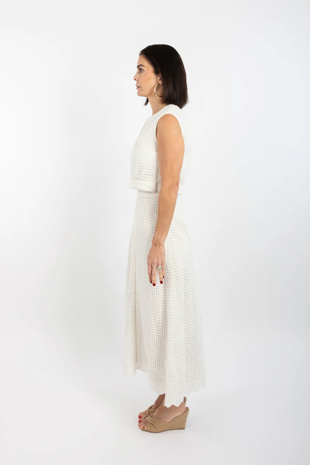 Emmy Skirt - White Cutout Lace