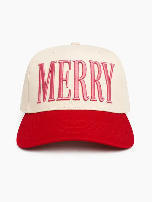 Merry Puff Embroidered Hat | Pink/Red