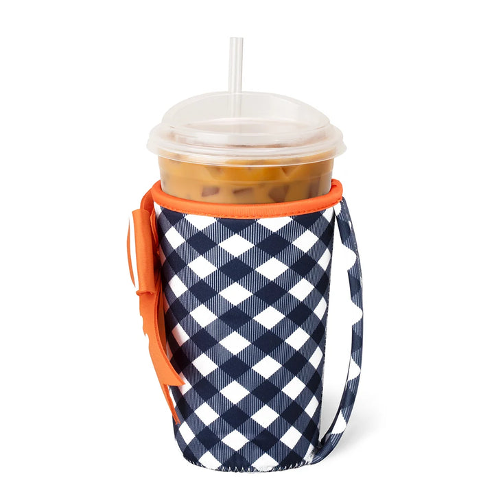 Gameday Gingham Navy + Orange Iced Cup Coolie