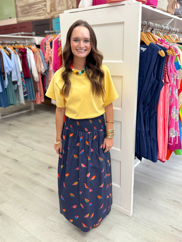 Sutton Skirt | Navy Bird