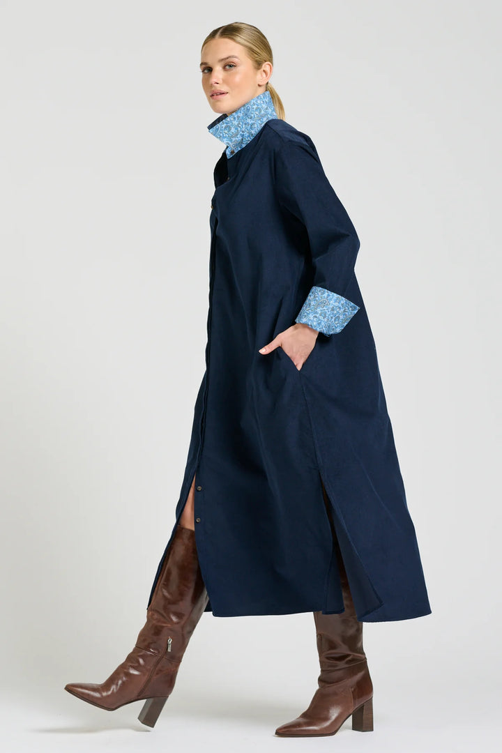 Amelie Long Line Shirt Dress | French Navy Pincord
