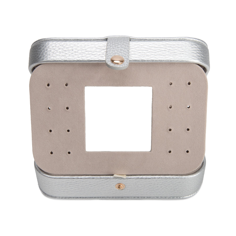 Leah Quilted Travel Jewelry Organizer | Silver