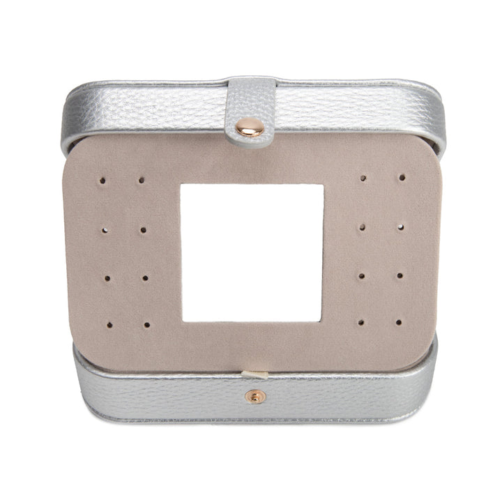 Leah Quilted Travel Jewelry Organizer | Silver