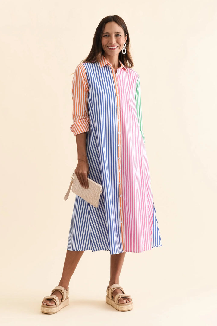 The Luna Oversized Long Shirtdress  - Bright Combo