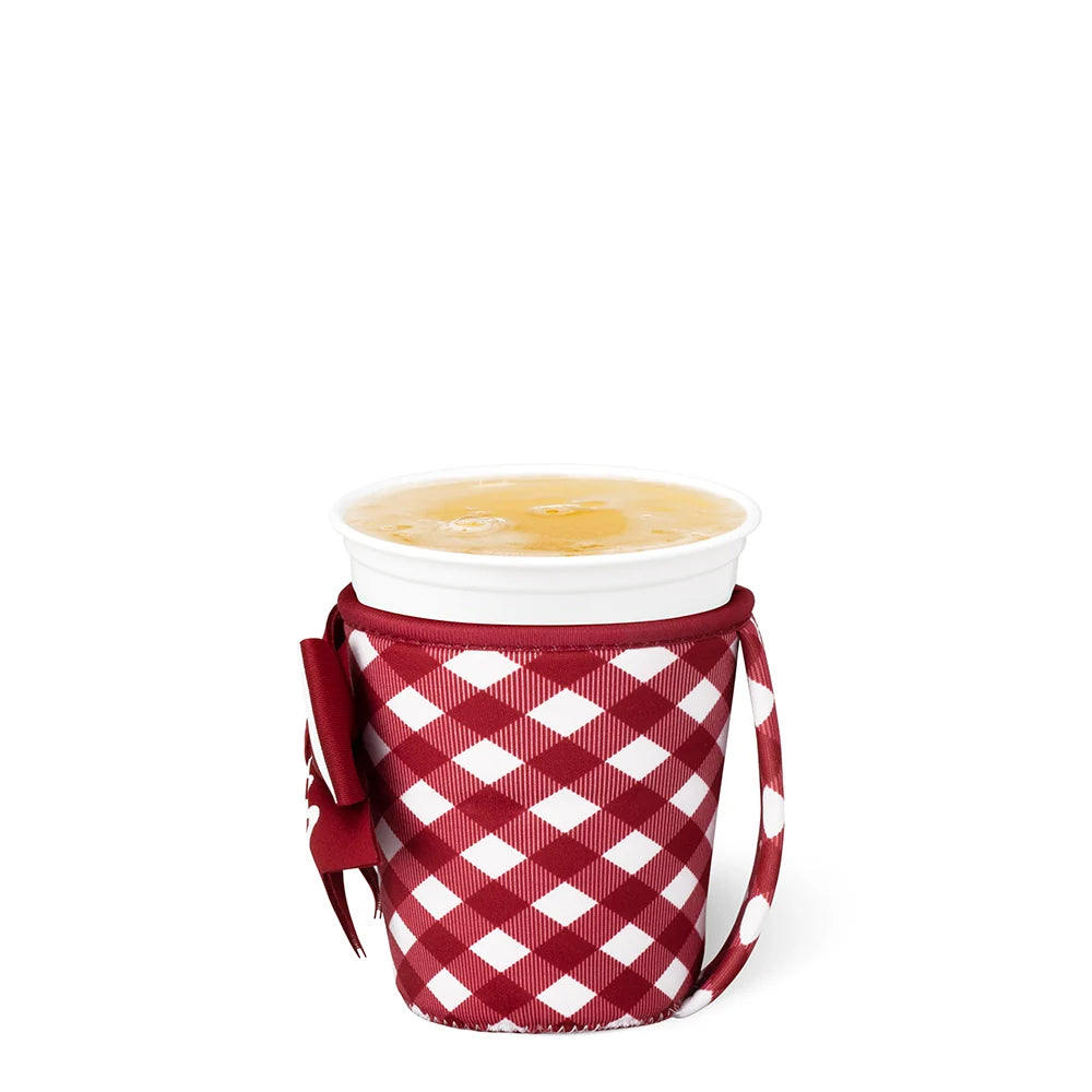 Gameday Gingham Crimson Iced Cup Coolie (Small)