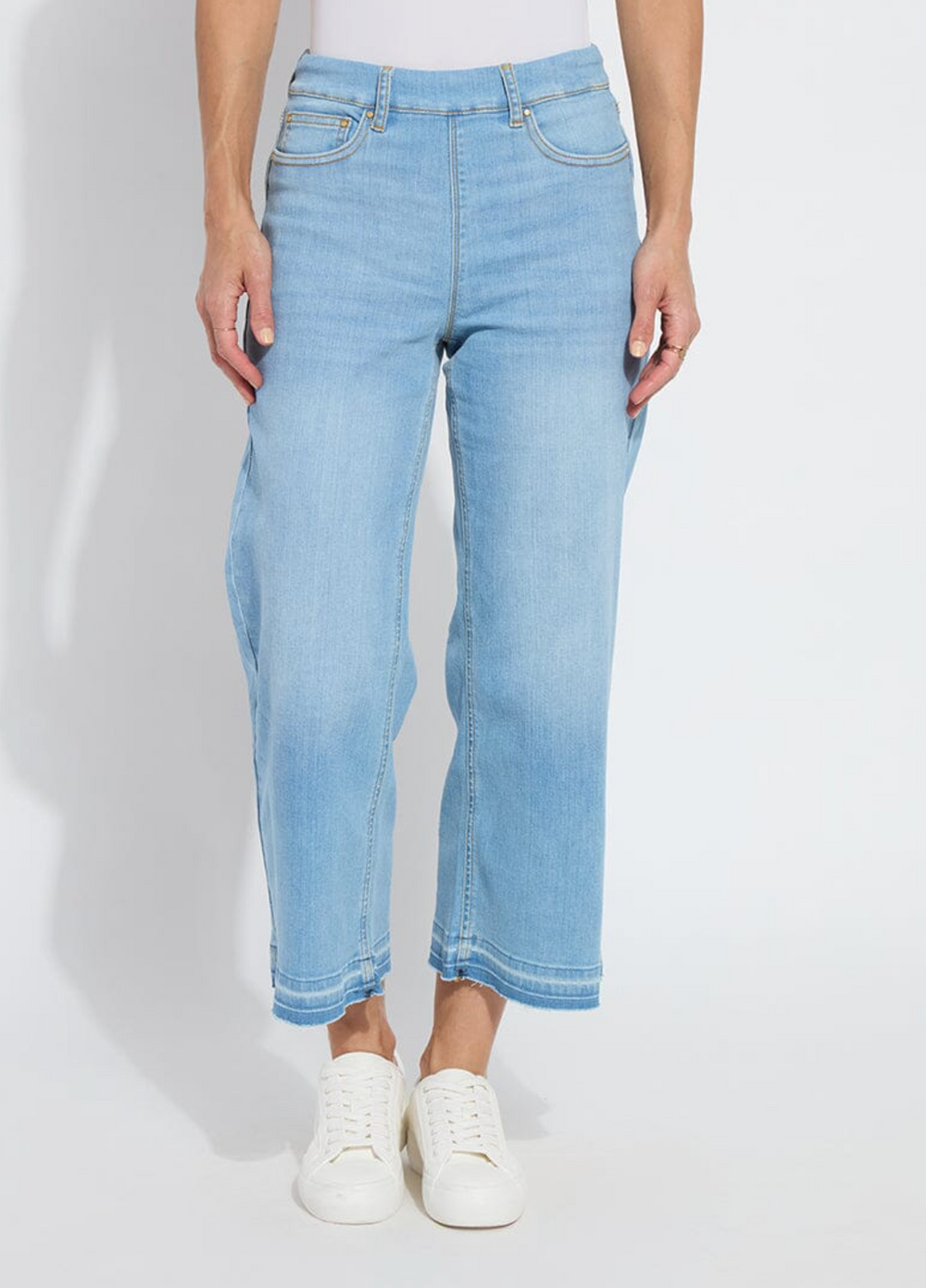 Lysse Premium Denim Frances Wide Leg Crop | Authentic Bleached Blue