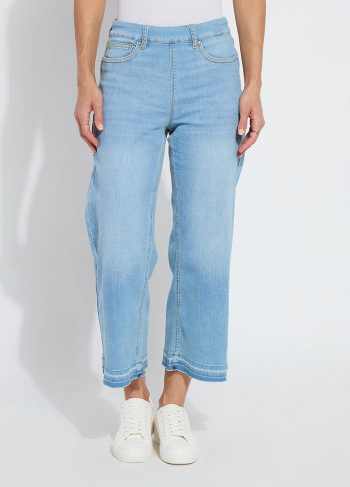 Lysse Premium Denim Frances Wide Leg Crop | Authentic Bleached Blue