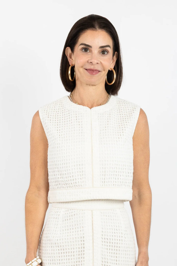 Emmy Top - White Cutout Lace