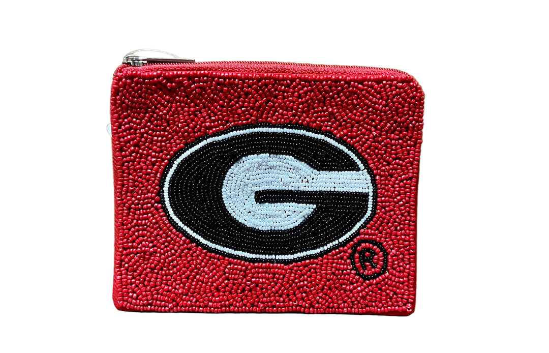 La Chic Georgia Bulldogs Beaded Coin Pouch | Red