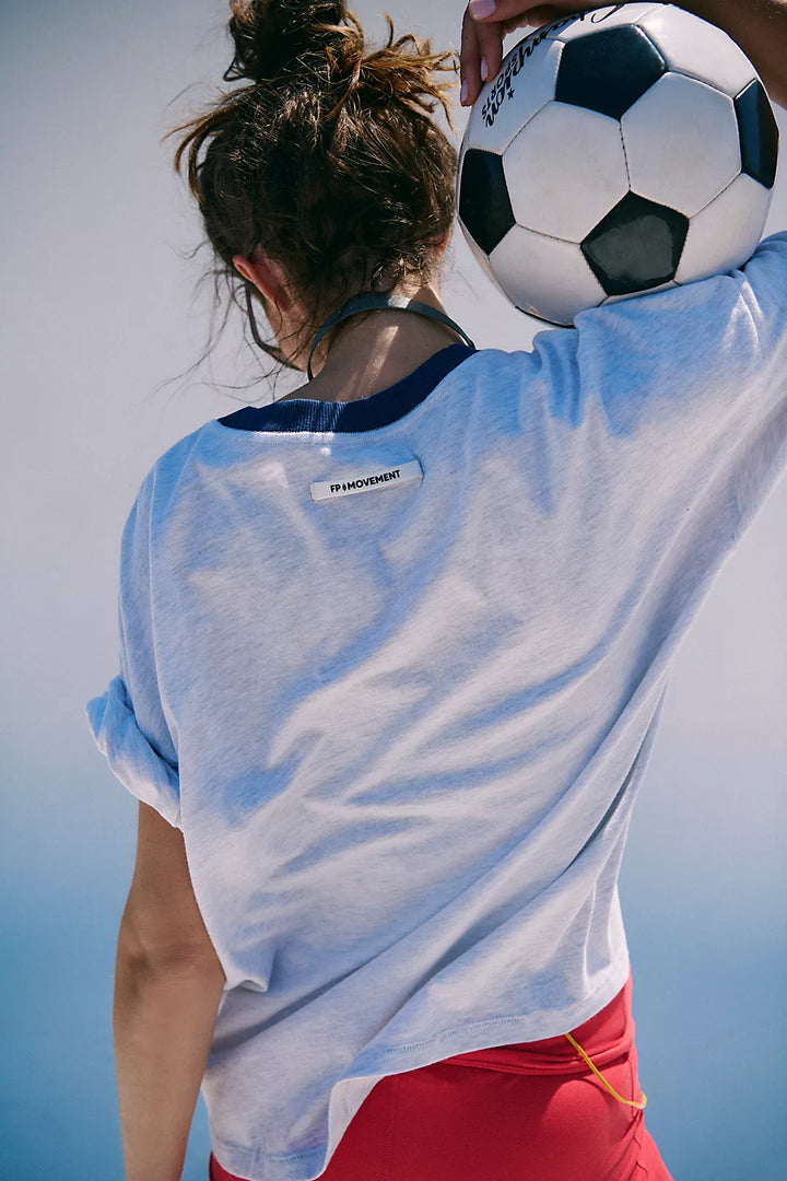 Heather Colorblock Tackle Tee | White Heather Grey