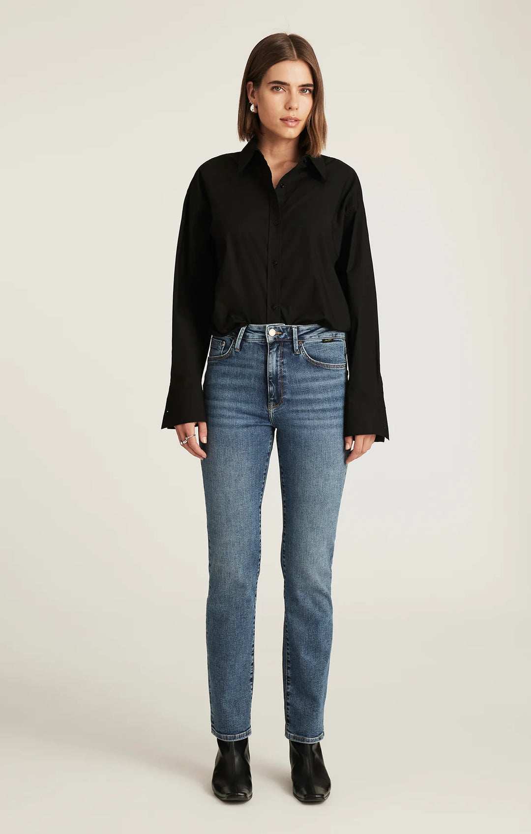 Kendra Mid Brushed Gold Premium Denim