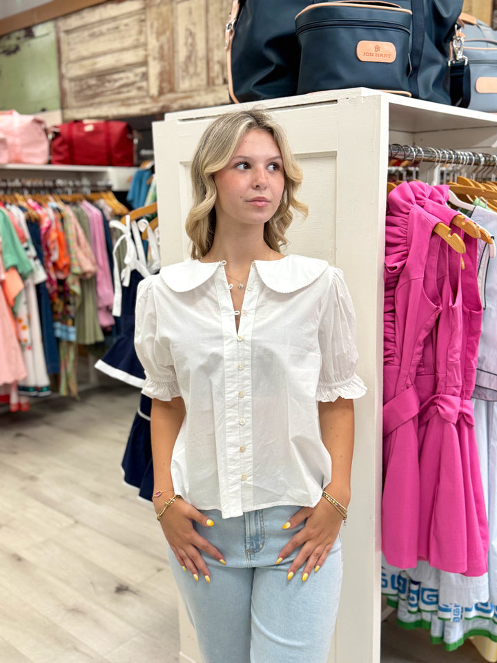 Collared Cotton Top | White