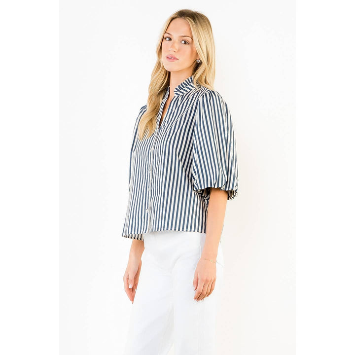 Stripe Button Down Top | Blue