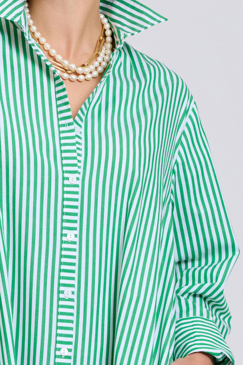 The Sybil Oversized Dress | Bright Green Stripe
