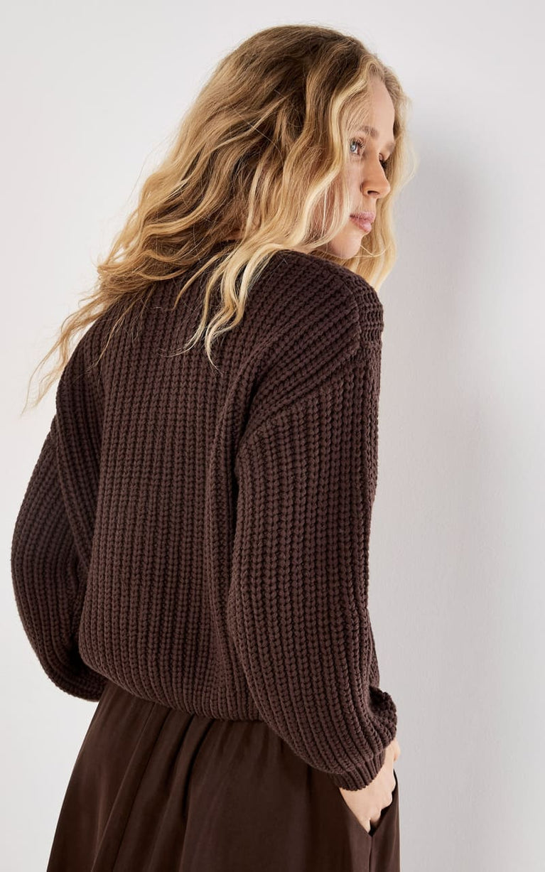Chunky Cable Knit Jumper / Brown