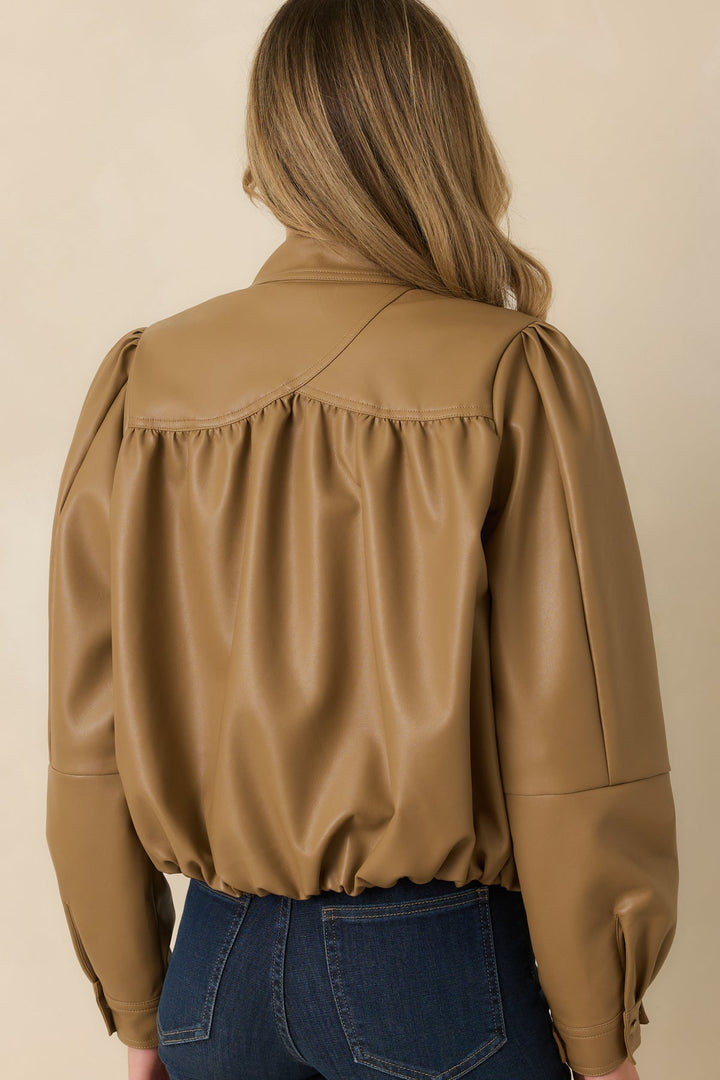 Ashland Vegan Leather Jacket | Caramel